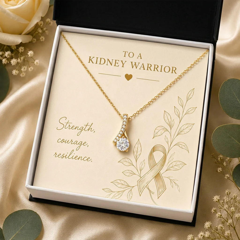 Cancer survivor and kidney warrior gold pendant necklace