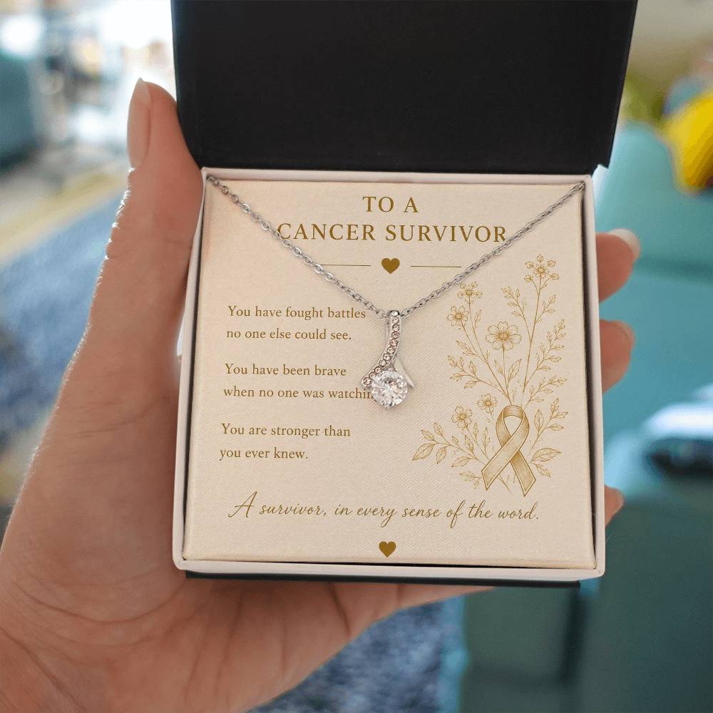 To A Cancer Survivor necklace in gift box