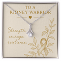 Kidney Warrior Gift Necklace | Ribbon Pendant with CZ | 14k White or 18k Yellow Gold