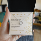 Transplant Gift Necklace | CZ Love Knot Pendant | 14k White or 18k Yellow Gold Finish