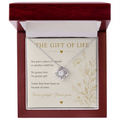 Transplant Gift Necklace | CZ Love Knot Pendant | 14k White or 18k Yellow Gold Finish