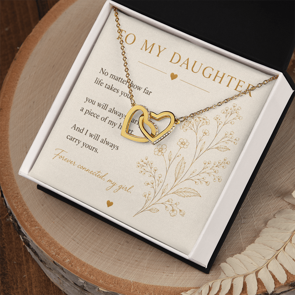 Mother Daughter Interlocking Hearts Necklace | CZ Pendant | 14k White or 18k Yellow Gold