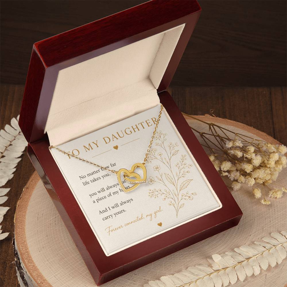 Mother Daughter Interlocking Hearts Necklace | CZ Pendant | 14k White or 18k Yellow Gold