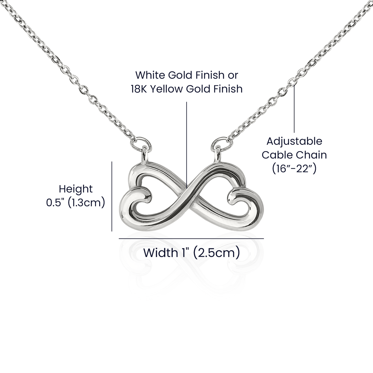 To My Mom Necklace | Infinity Heart Pendant | 14k White or 18k Yellow Gold Finish