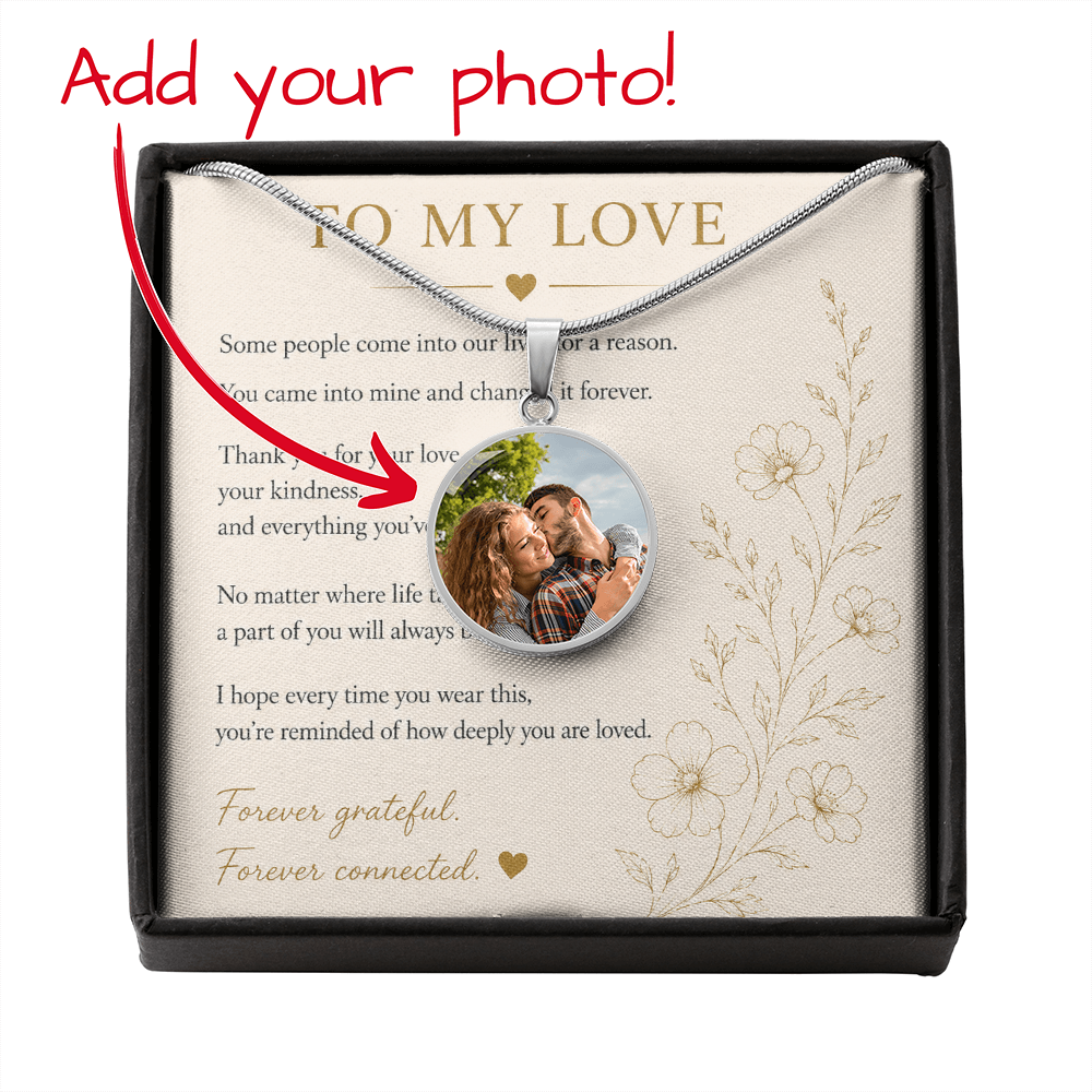 Custom Photo Circle Necklace | Personalised Pendant | Surgical Steel or 18k Gold