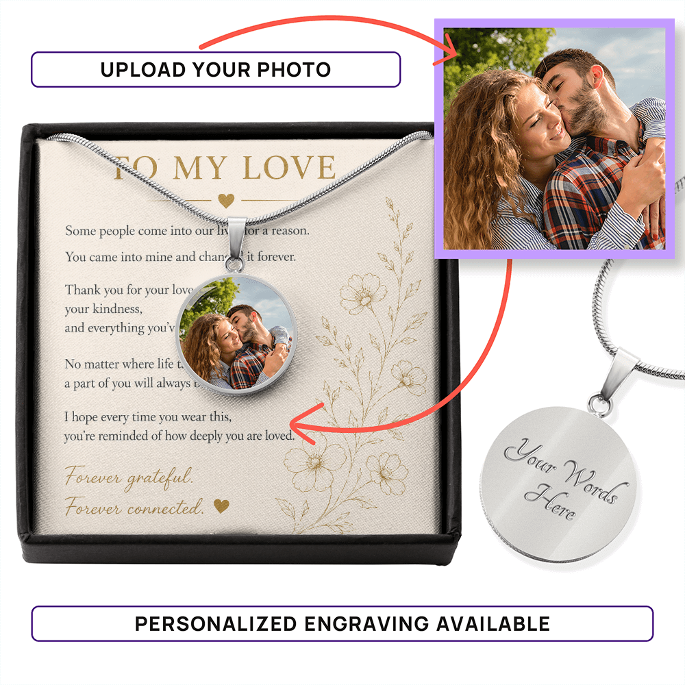 Custom Photo Circle Necklace | Personalised Pendant | Surgical Steel or 18k Gold