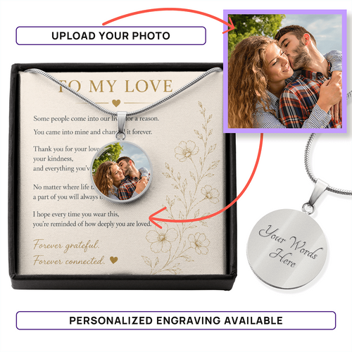 Custom Photo Circle Necklace | Personalised Pendant | Surgical Steel or 18k Gold