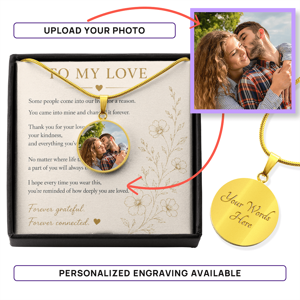 Custom Photo Circle Necklace | Personalised Pendant | Surgical Steel or 18k Gold